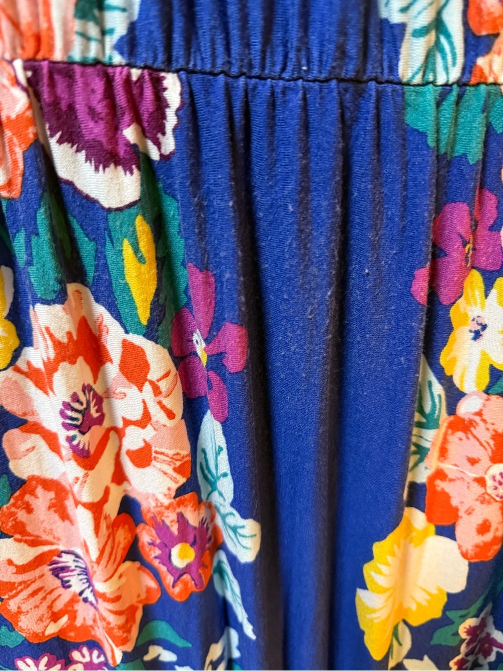 Soma Strapless Floral Maxi Dress in Blue with Pink, Purple & Yellow Flowers - Picture 4 of 7